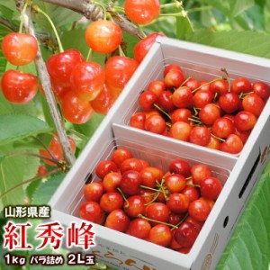 【7月上旬頃から出荷予定】さくらんぼ バラ詰め 化粧箱 約1kg 2Ｌ玉 紅秀峰 山形県 産地直送 ギフト お中元 フルーツ 果物　沖縄/離島配