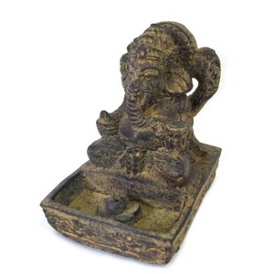 ガネーシャ石像 お香立て バリ ヒンドゥー教の神様 象の神様 ガナパティ 歓喜天 聖天 オブジェ 置物 アジアン雑貨　083-106