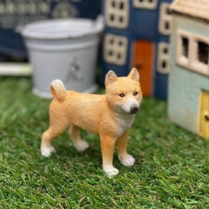 豆柴 柴犬 茶柴 立ち姿 ミニチュアアニマル 小さな動物の世界 レトロ アンティーク風 置物 オブジェ インテリア ガーデニング プレゼント