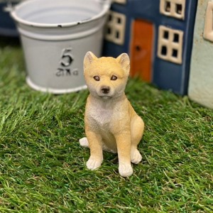 豆柴 柴犬 茶柴 お座り おすわり ミニチュアアニマル 小さな動物の世界 レトロ アンティーク風 置物 オブジェ インテリア ガーデニング 