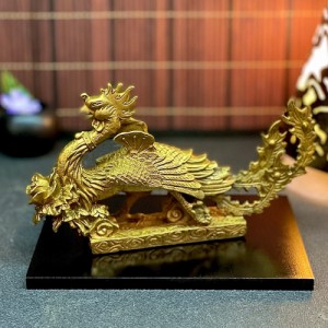 鳳凰 銅 金 ゴールド フェニックス 置物 守護神 縁起物 中国 インテリア オブジェ 繁栄 優れた才能 プレミア 270426004