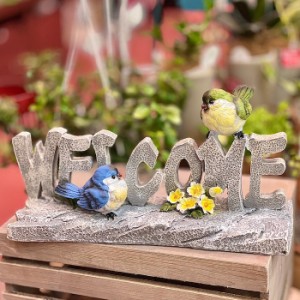 ことりのガーデンオブジェ 小鳥 welcome ウェルカム カラフル かわいい ガーデニング 園芸 庭造り インテリア オブジェ 置物 CA-2022