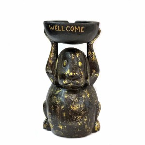 木彫り アニマル 灰皿 犬 いぬ ナチュラル 木製 dog-haizara かわいい 手作り 素朴 ハンドメイド ゴールド 個性的 ブラック シンプル ギ
