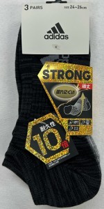 メンズアデイダスソックス adidas 3足組靴下 STRONG頑丈 破れにくい 24ｃｍ〜26ｃｍ 26ｃｍ〜28ｃｍ 送料無料 06e16w-001