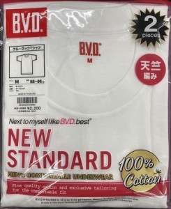 EY713a【B.V.D.】BVD2枚組（1組）¥1580と安！フジボウホールデイングスの商品です。天竺編み丸首半袖サイズ＝Ｍ・Ｌ・ＬＬの3サイズ綿ー