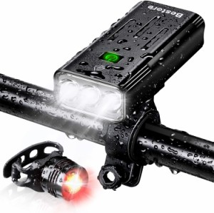 自転車 ヘッドライト 5200mAh大容量 USB充電式 防水 LEDヘッドライト 800ルーメン モバイルバッテリー機能付き テールライト付き ３つ調