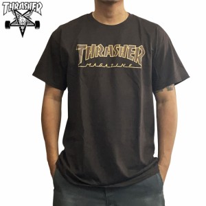 スラッシャー THRASHER スケボー Tシャツ USA企画 OUTLINED TEE ダークチョコレート NO155