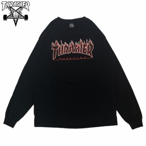 スラッシャー THRASHER スケボー ロングTシャツ USA企画 LAME LOGO LS BLACK RED ブラック NO9