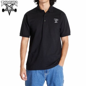 スラッシャー THRASHER スケボー ポロシャツ USA企画 MINI GONZ EMBROIDERED POLO T-SHIRT ブラック NO3