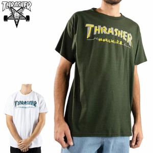 スラッシャー THRASHER スケボー Tシャツ USA企画 TRADEMARK TEE グリーン/ホワイト NO149