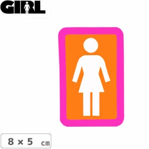 GIRL ガールスケートボード STICKER ステッカー BOX LOGO STICKER ホワイト×オレンジ 8cm x 5cm NO141