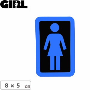 GIRL ガールスケートボード STICKER ステッカー BOX LOGO STICKER ブルー×ブラック 8cm x 5cm NO145