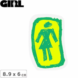 GIRL ガールスケートボード STICKER ステッカー LOGO STICKER グリーン×イエロー 8.9cm x 6cm NO155