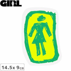 GIRL ガールスケートボード STICKER ステッカー LOGO STICKER グリーン×イエロー 14.5cm x 9cm NO157