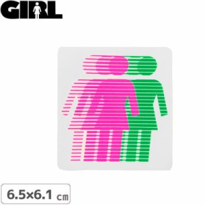 GIRL ガールスケートボード STICKER ステッカー LOGO STICKER ピンク×グリーン 6.5cm x 6.1cm NO163