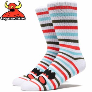 トイマシーン TOY MACHINE スケボー ソックス MONSTER FACE MINI STRIPES CREW SOCKS コーラル NO88