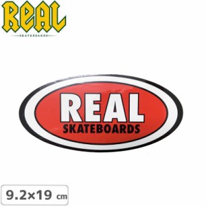 リアル REAL SKATEBOARD スケボー ステッカー OVAL STICKER 9.2cm x 19cm レッド NO53