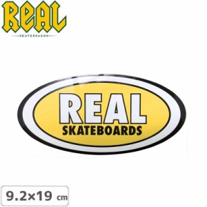 リアル REAL SKATEBOARD スケボー ステッカー OVAL STICKER 9.2cm x 19cm イエロー NO55