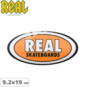 リアル REAL SKATEBOARD スケボー ステッカー OVAL STICKER 9.2cm x 19cm オレンジ NO56