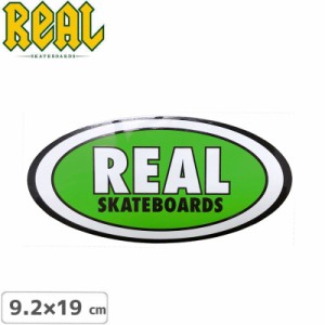 リアル REAL SKATEBOARD スケボー ステッカー OVAL STICKER 9.2cm x 19cm グリーン NO57