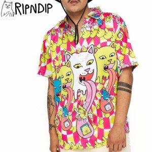 RIPNDIP リップンディップ スケボー ボタンシャツ MICRO NERM BUTTON UP SHIRT 半袖 マルチカラー NO1