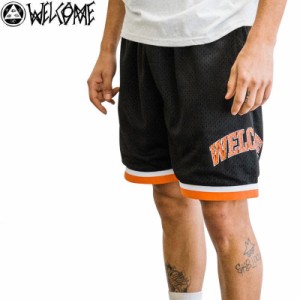 WELCOME ウェルカム スケートボード ショートパンツ LEAGUE MASH BASKETBALL SHORT BLACK/CORAL ブラック NO10