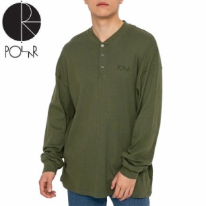 POLAR ポーラー スケボー ヘンリーネック シャツ RIB HENLEY LONG SLEEVE UNIFORM GREEN グリーン NO5