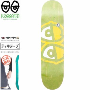 クルックド KROOKED スケートボード デッキ TEAM EYES YELLOW STAIN DECK 8.06インチ イエローグリーン NO179