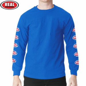 REAL リアル スケートボード  ロング Tシャツ NATAS OVAL ROYAL L/S TEE ブルー NO6