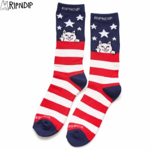 リップンディップ RIPNDIP スケボー ソックス F＊CK YA MERCA SOCKS RED/WHITE/BLUE レッド/ホワイト/ブルー NO24