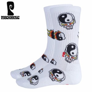  ソッケデリック PSOCKADELIC スケボー ソックス FLAMING YIN YANG PSOCKS ホワイト NO6