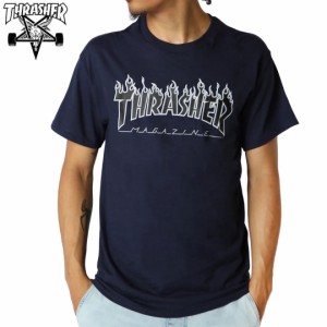スラッシャー THRASHER Tシャツ USAモデル FLAME LOGO TEE ネイビー/ブラック NO138