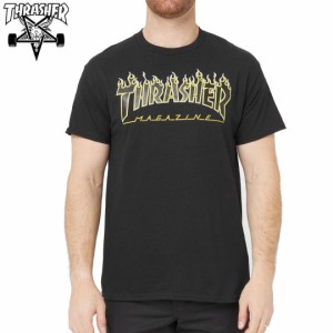 スラッシャー THRASHER Tシャツ USAモデル FLAME LOGO TEE ブラック/ブラック NO139