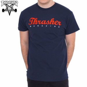 スラッシャー THRASHER Tシャツ USAモデル SCRIPT TEE ネイビーブルー NO142