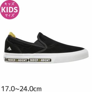 エメリカ EMERICA スケボー キッズ シューズ WINO SLIP-ON x INDEPENDENT YOUTH スウェード BLACK/WHITE NO26