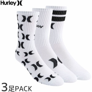 ハーレー HURLEY サーフ スケート ソックス メンズ  3足組 HALF TERRY CREW SOCKS ホワイト NO4