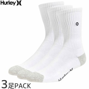 ハーレー HURLEY サーフ スケート ソックス メンズ  3足組 HALF TERRY CREW SOCKS ホワイト NO6