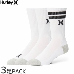 ハーレー HURLEY サーフ スケート ソックス メンズ サイズ 3足組 1/2 TERRY CREW SOCKS ホワイト NO7