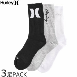 ハーレー HURLEY ユニセックス レディース ソックス 3足組 WOMENS 1/2 TERRY CREW SOCKS ホワイト/ブラック/ヘザーグレー NO9