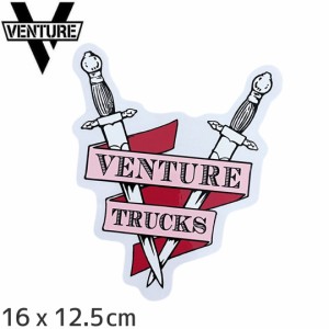 ベンチャー VENTURE スケボー ステッカー VENTURE CREST STICKER ピンク/レッド 16cm x 12.5cm NO41