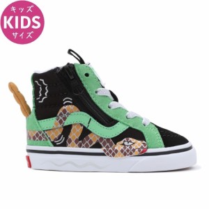 VANS バンズ スケート キッズ シューズ USA企画 TODDLER SK8-HI REISSUE SIDE ZIP SNAKE SHOES グリーン/ブラック NO15