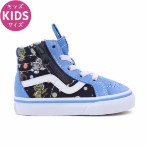 VANS バンズ スケート キッズ シューズ USA企画 TODDLER SK8-HI REISSUE SIDE ZIP GLOW COSMIC ZOO SHOES ブルー/ブラック NO16