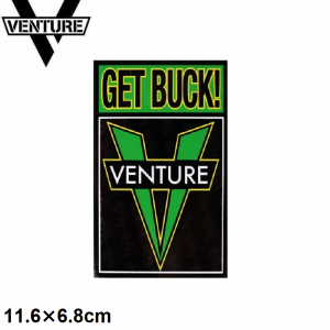 ベンチャー VENTURE スケボー ステッカー VENTURE X SHAKE JUNT GET BUCK STICKER ブラック/グリーン 11.6cm x 6.8cm NO45