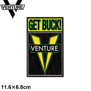 ベンチャー VENTURE スケボー ステッカー VENTURE X SHAKE JUNT GET BUCK STICKER ブラック/イエロー 11.6cm x 6.8cm NO46