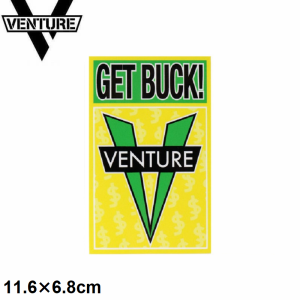 ベンチャー VENTURE スケボー ステッカー VENTURE X SHAKE JUNT GET BUCK STICKER イエロー/グリーン 11.6cm x 6.8cm NO47