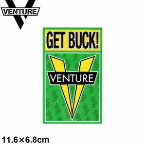 ベンチャー VENTURE スケボー ステッカー VENTURE X SHAKE JUNT GET BUCK STICKER グリーン/イエロー 11.6cm x 6.8cm NO48