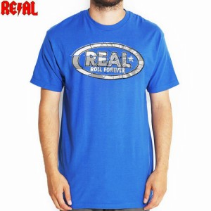 REAL リアル スケートボード Tシャツ SHATTERED OVER TEE ロイヤル ブルー NO52