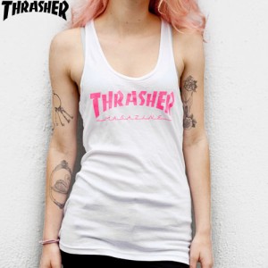 スラッシャー THRASHER ガール US規格レディース MAG LOGO RACERBACK TANK ホワイト NO7