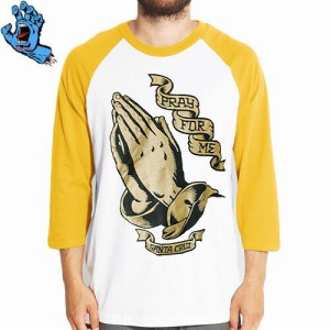 アウトレット サンタクルーズ Tシャツ santa cruz スケボー PRAY FOR ME RAGLAN 3/4 SLEEVE TEE イエロー NO36