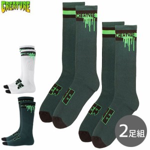 クリーチャー CREATURE ソックス COXSOCKIE SOCKS 2 PACK ホワイト モスグリーン NO10